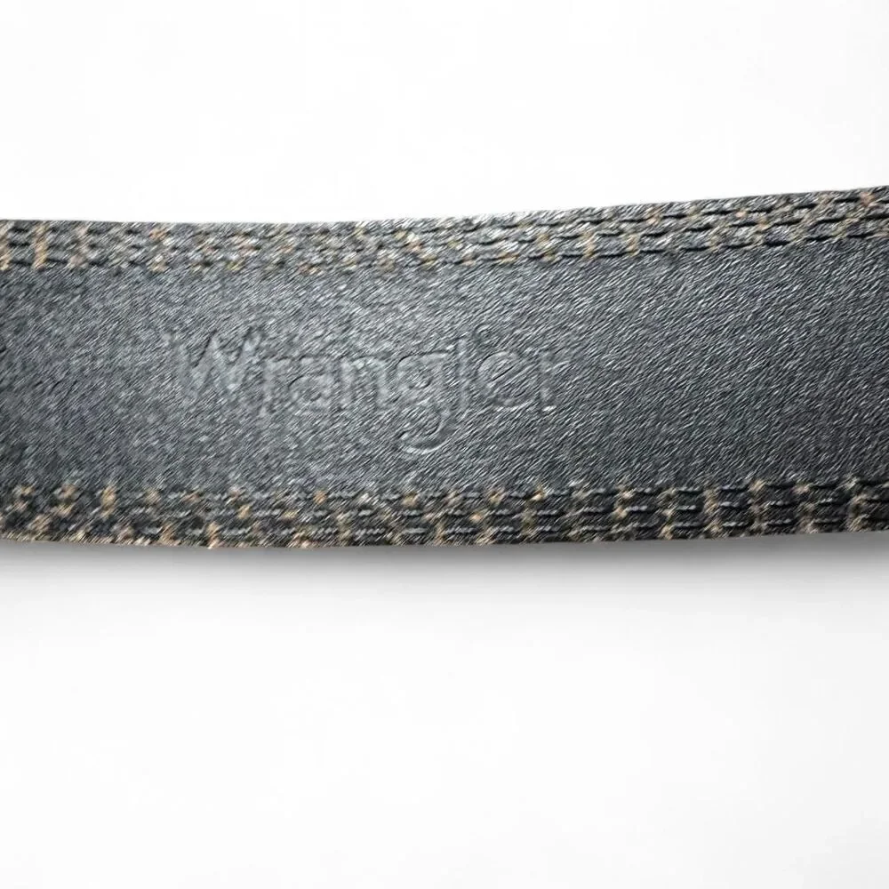Wrangler Men’s Black Genuine Leather Belt Size 42 | 48” Length | 1.5” Width | Si